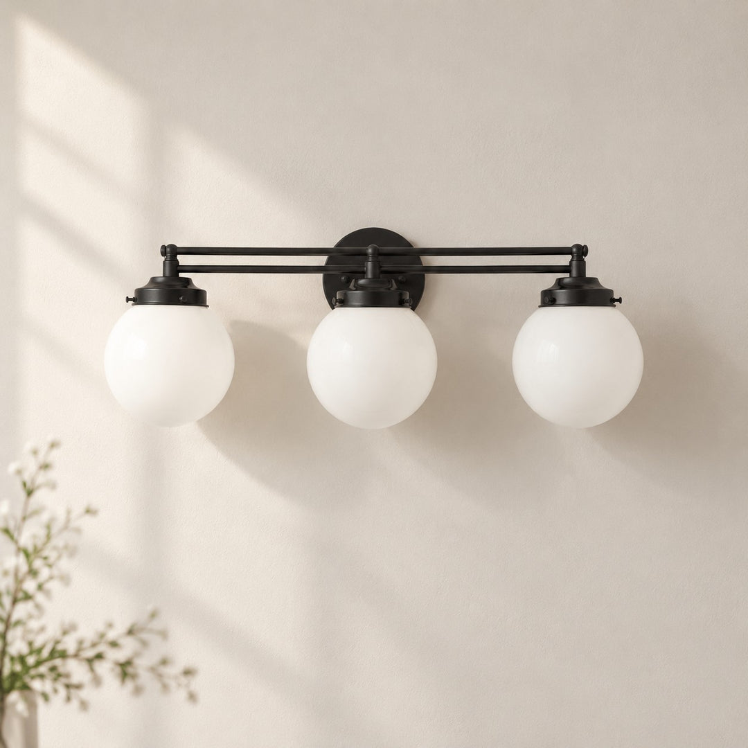 Glorica Glass Modern 3 Light Globe Vanity Wall Light for Bathroom