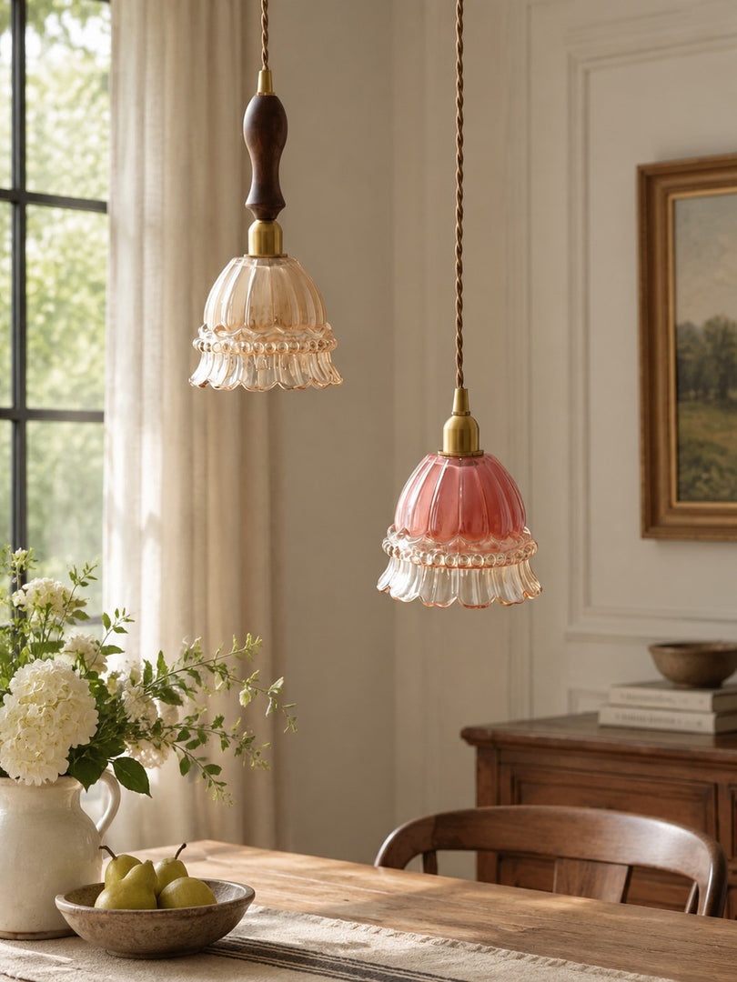 Suspension en verre méduse pastorale française M38