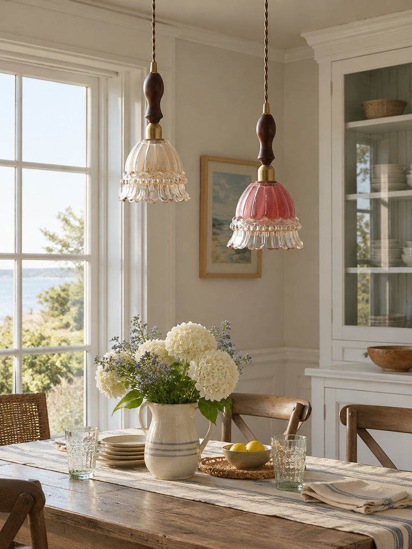 Suspension en verre méduse pastorale française M38