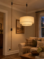 Handwoven Cotton Rope Lampshade Plug-in Pendant Light