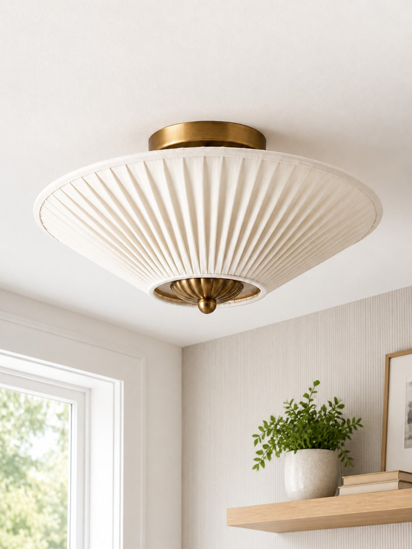 Elumina Silk Semi-Flush Metal Fabric Shade Ceiling Light – Ideal for Living & Bedroom Spaces