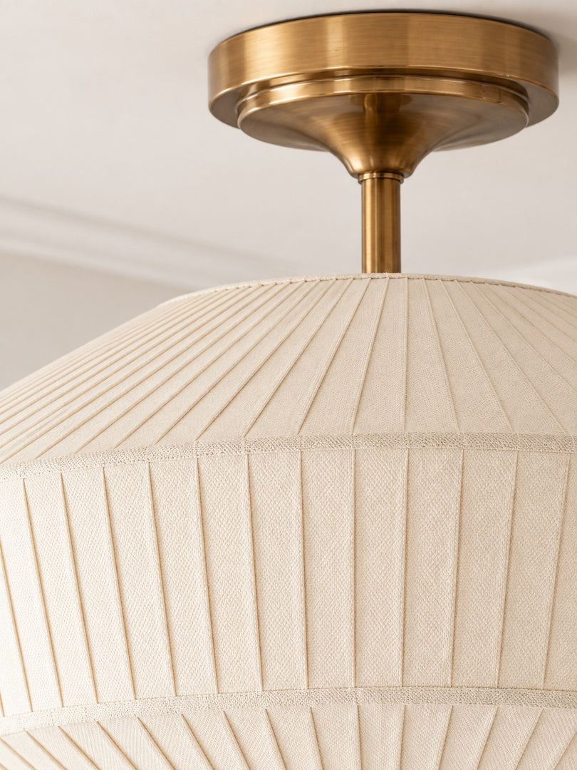 Elumina Silk Semi-Flush Metal Fabric Shade Ceiling Light – Ideal for Living & Bedroom Spaces