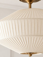 Load image into Gallery viewer, Elumina Silk Semi-Flush Metal Fabric Shade Ceiling Light – Ideal for Living &amp; Bedroom Spaces