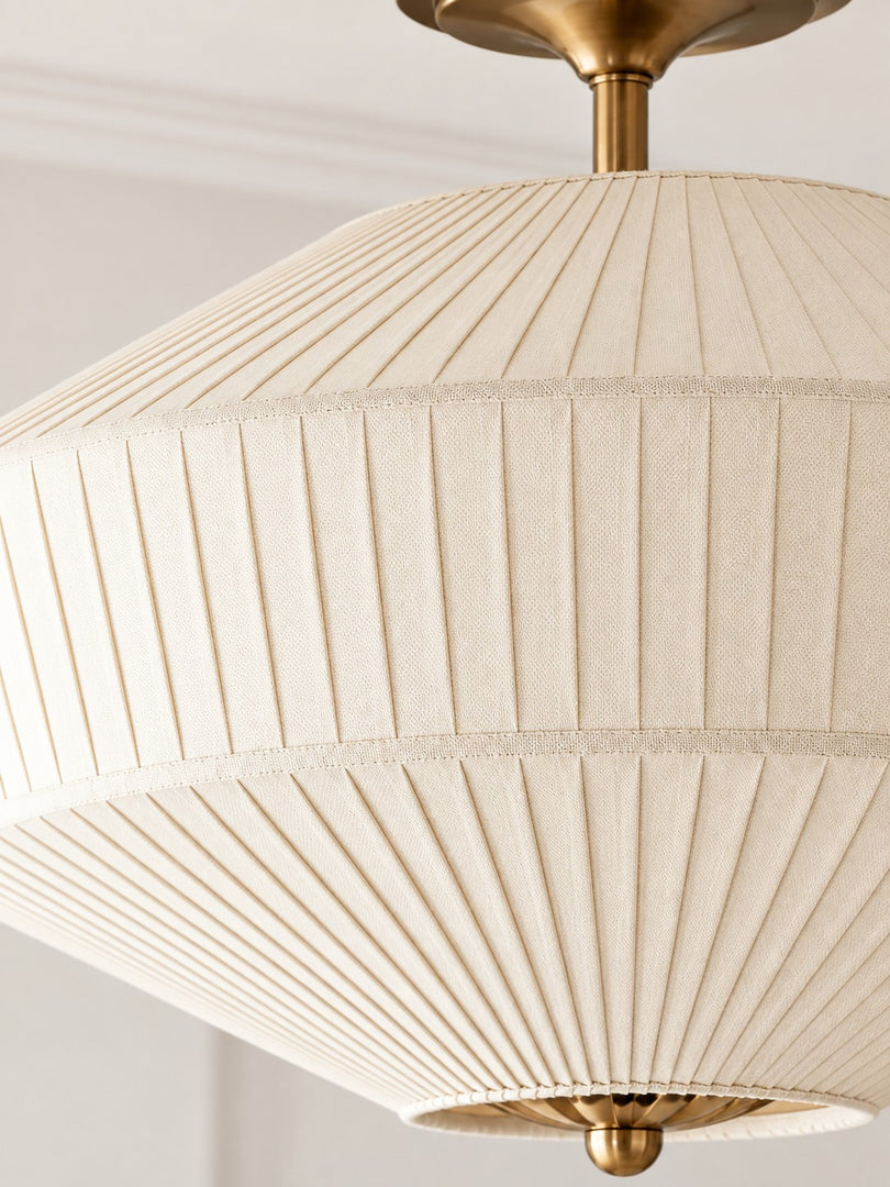 Elumina Silk Semi-Flush Metal Fabric Shade Ceiling Light – Ideal for Living & Bedroom Spaces
