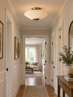 Load image into Gallery viewer, Elumina Silk Semi-Flush Metal Fabric Shade Ceiling Light – Ideal for Living &amp; Bedroom Spaces