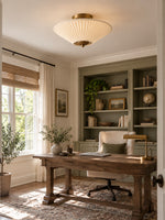 Load image into Gallery viewer, Elumina Silk Semi-Flush Metal Fabric Shade Ceiling Light – Ideal for Living &amp; Bedroom Spaces