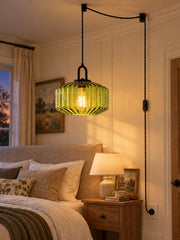 Farmhouse Plug-in Glass Pendant Light for Kitchen Island