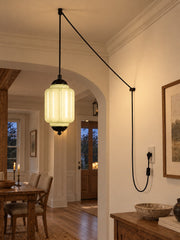 Eloise Milk Glass Antique Brass Plug-In Pendant