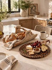 Tabla sólida de madera de sapele con diseño de leopardo - Accesorio funcional para comedor y cocina