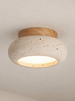 Cargar imagen en el visor de la Galería, Mini Donut Travertine Flush Mount Ceiling Light