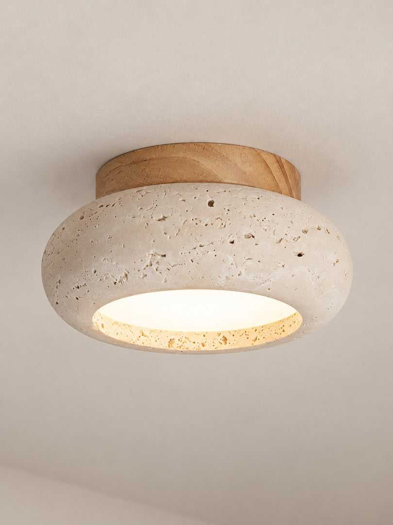 Mini Donut Travertine Flush Mount Ceiling Light