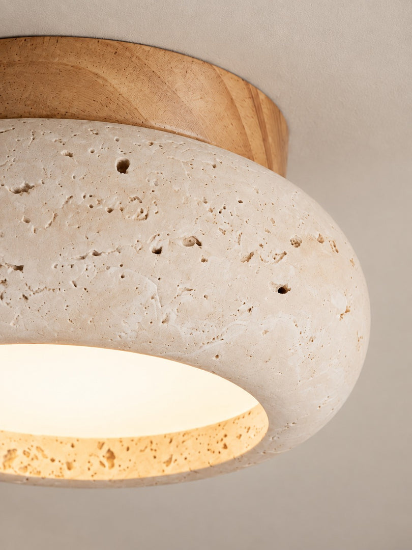 Mini Donut Travertine Flush Mount Ceiling Light