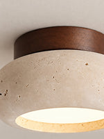 Cargar imagen en el visor de la Galería, Mini Donut Travertine Flush Mount Ceiling Light