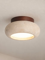 Cargar imagen en el visor de la Galería, Mini Donut Travertine Flush Mount Ceiling Light