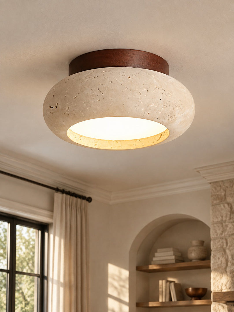 Mini Donut Travertine Flush Mount Ceiling Light
