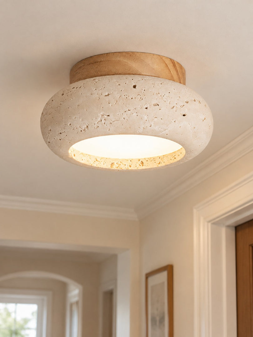 Mini Donut Travertine Flush Mount Ceiling Light