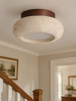 Cargar imagen en el visor de la Galería, Mini Donut Travertine Flush Mount Ceiling Light