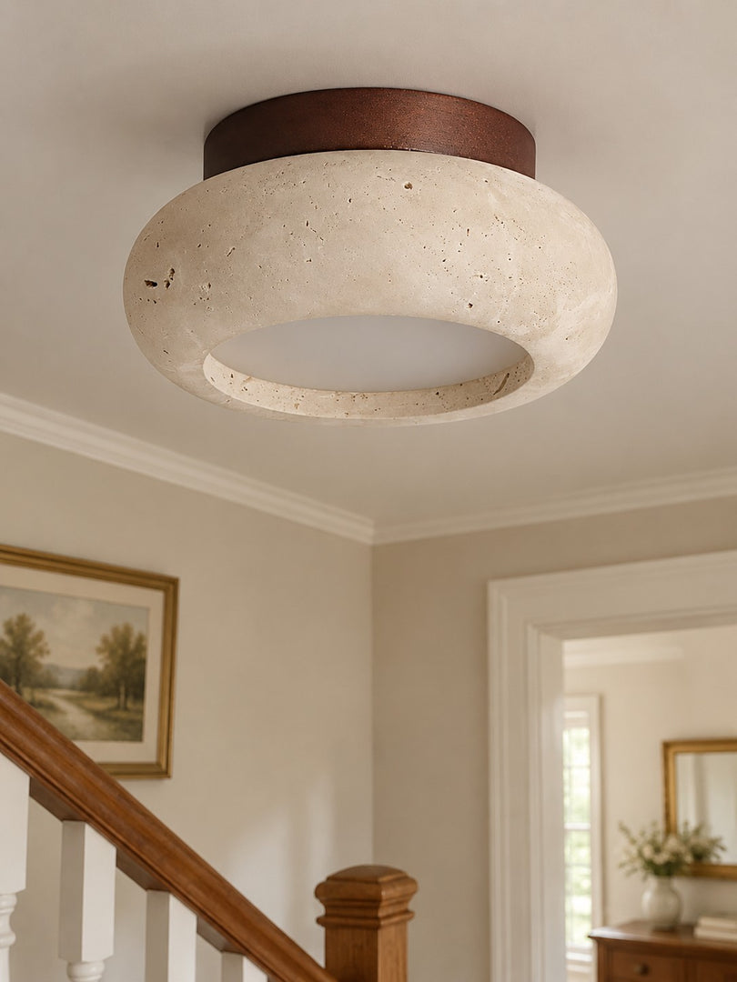 Mini Donut Travertine Flush Mount Ceiling Light