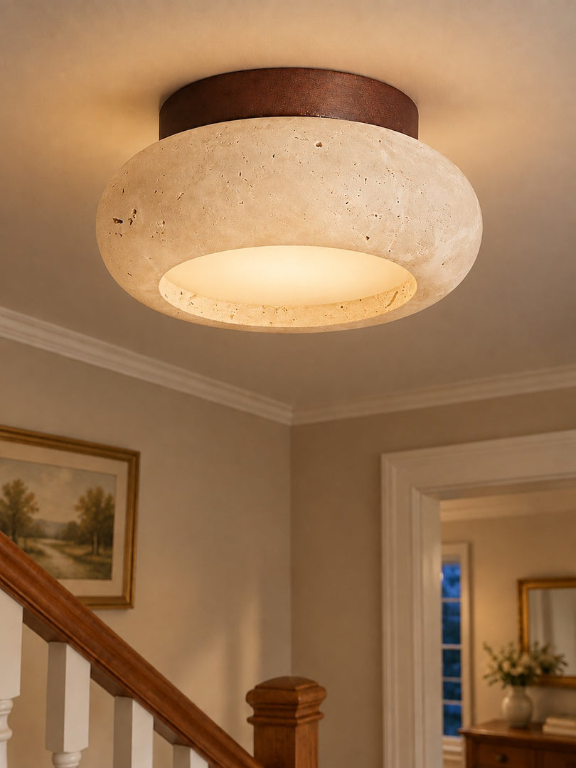 Mini Donut Travertine Flush Mount Ceiling Light