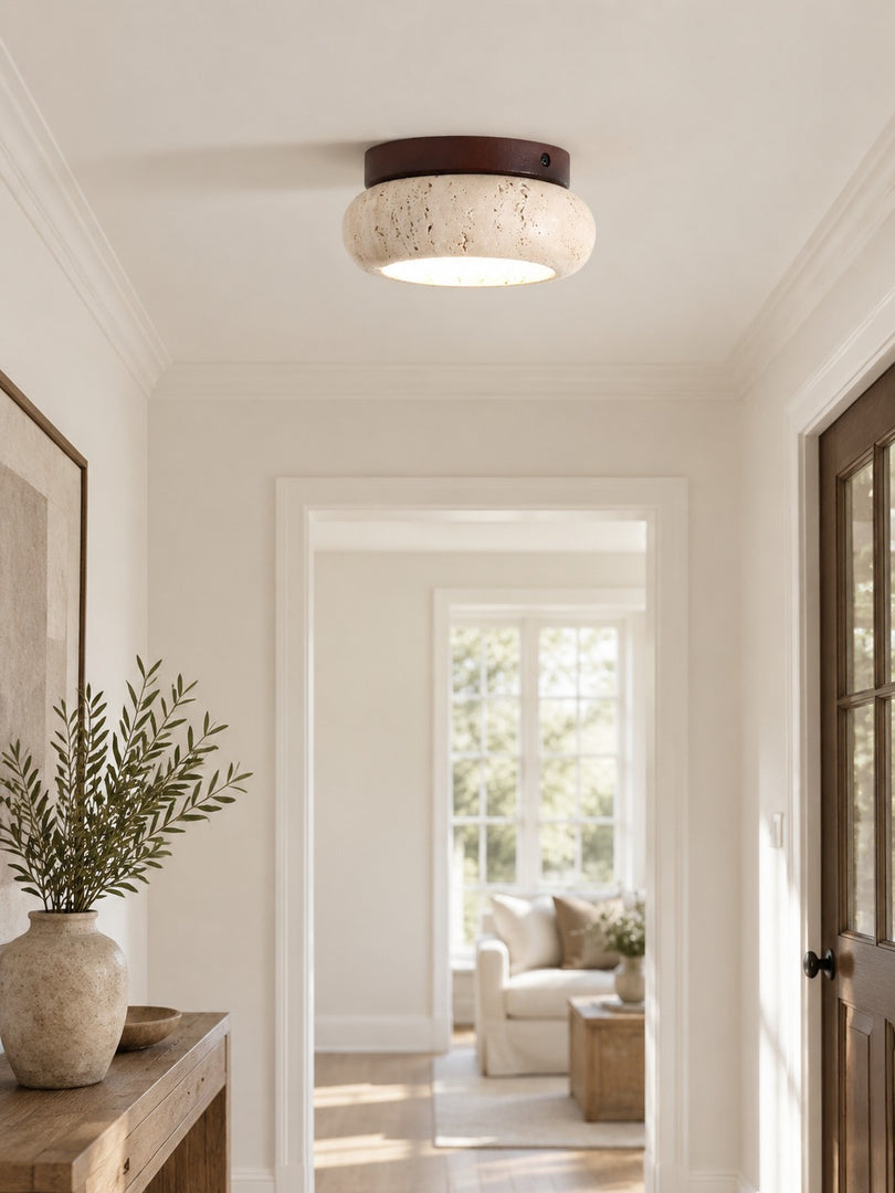 Mini Donut Travertine Flush Mount Ceiling Light