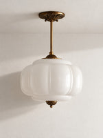 Load image into Gallery viewer, Eloise Scallop Vintage Milk Glass Semi Flush Mount Pendant Light