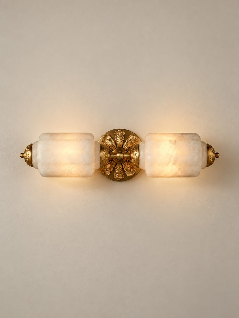 Vintage Art Deco Brass Milk Glass Eloise Vanity Light