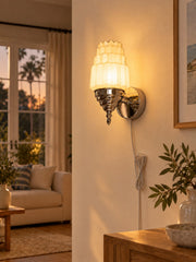 Aplique de pared de vidrio blanco Art Deco  