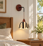 Load image into Gallery viewer, Japanese Wabi-Sabi Striped Fabric Bedside Wall Lamp