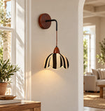 Load image into Gallery viewer, Japanese Wabi-Sabi Striped Fabric Bedside Wall Lamp