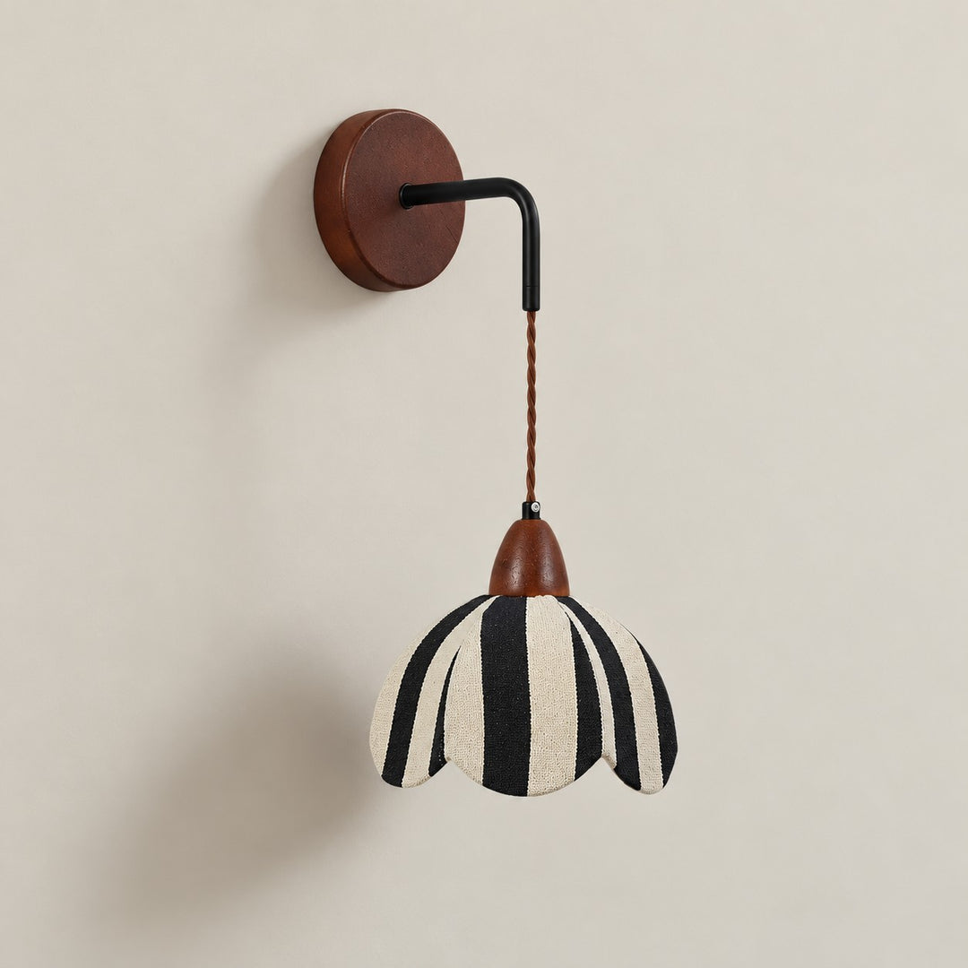 Japanese Wabi-Sabi Striped Fabric Bedside Wall Lamp