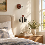 Load image into Gallery viewer, Japanese Wabi-Sabi Striped Fabric Bedside Wall Lamp