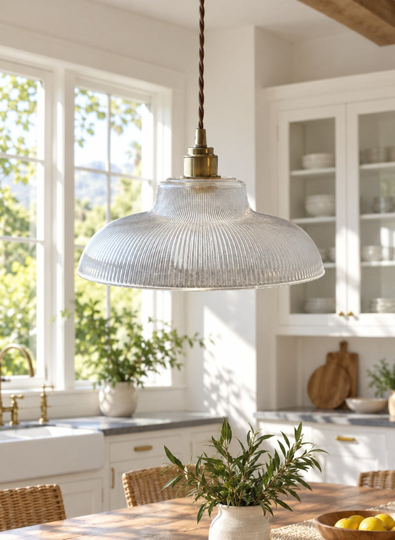 Verdoma Mid-Century-Modern Hängeleuchte aus strukturiertem Glas – Vintage-Stil für Esszimmer