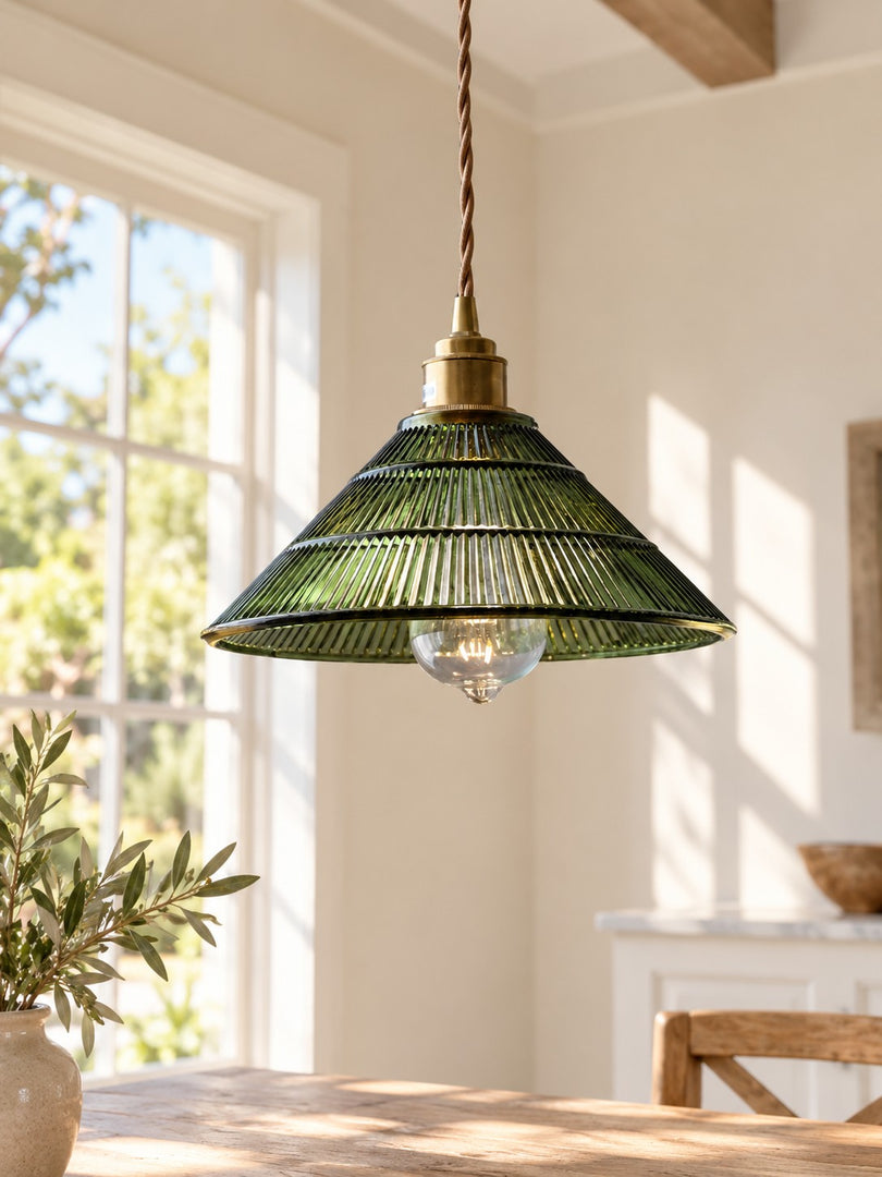 Verdoma Mid-Century-Modern Hängeleuchte aus strukturiertem Glas – Vintage-Stil für Esszimmer
