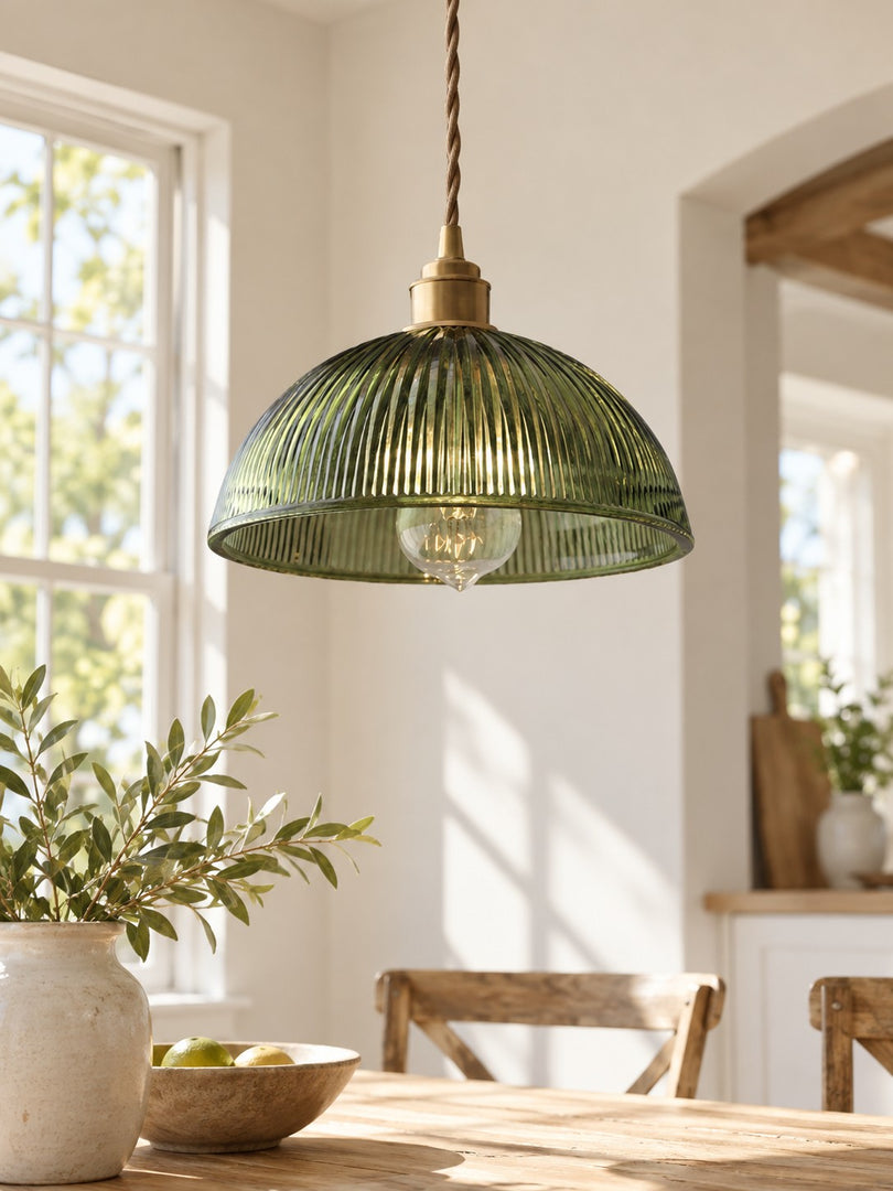 Verdoma Mid-Century-Modern Hängeleuchte aus strukturiertem Glas – Vintage-Stil für Esszimmer
