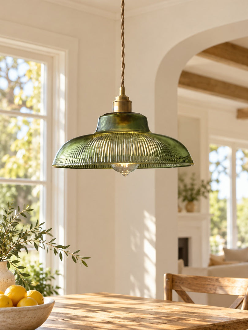 Verdoma Mid-Century-Modern Hängeleuchte aus strukturiertem Glas – Vintage-Stil für Esszimmer