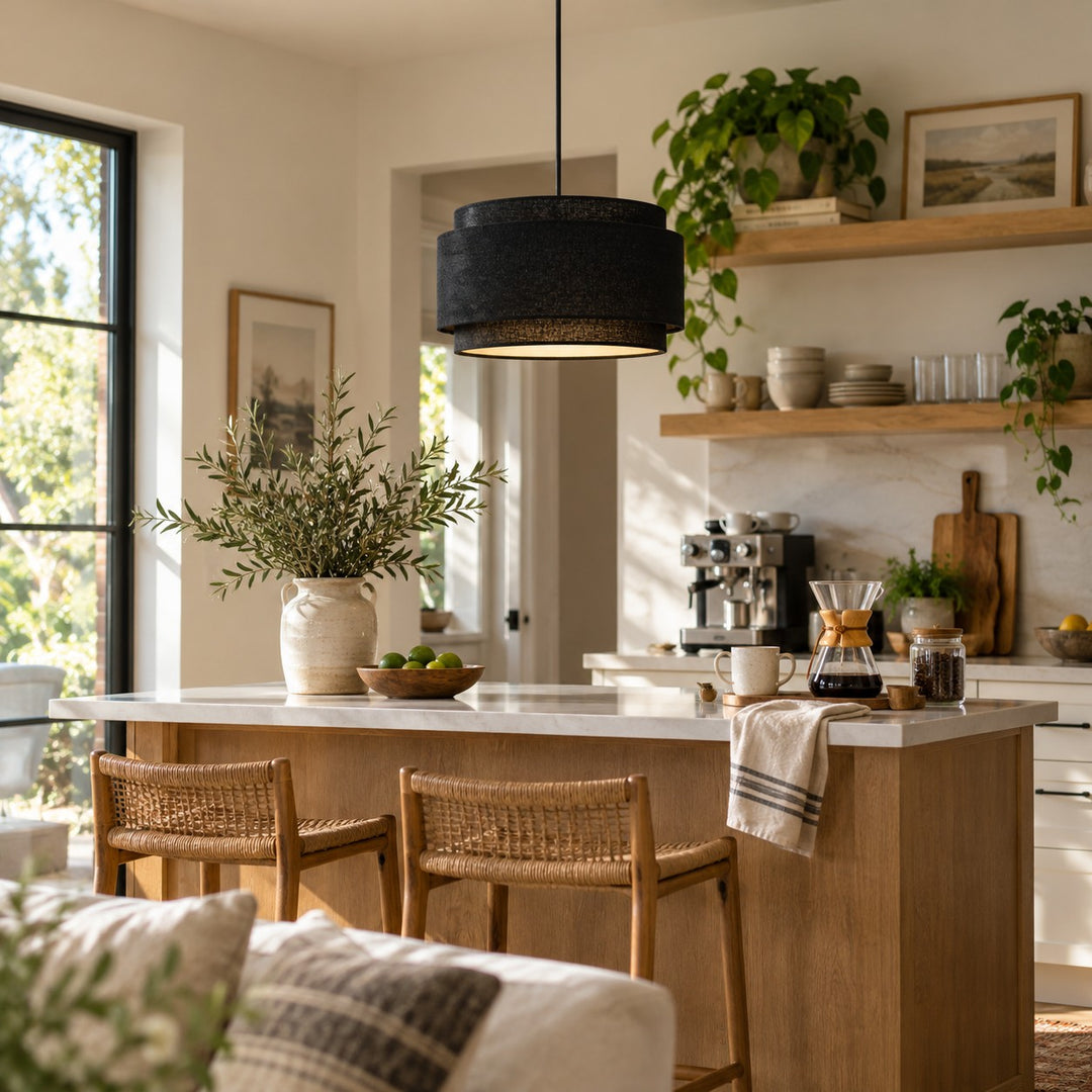 Modern Linen Drum Pendant Light