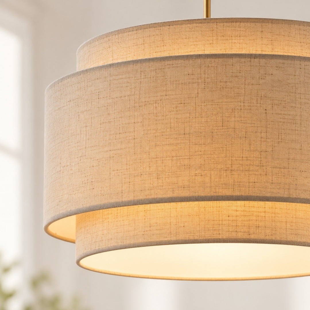 Modern Linen Drum Pendant Light