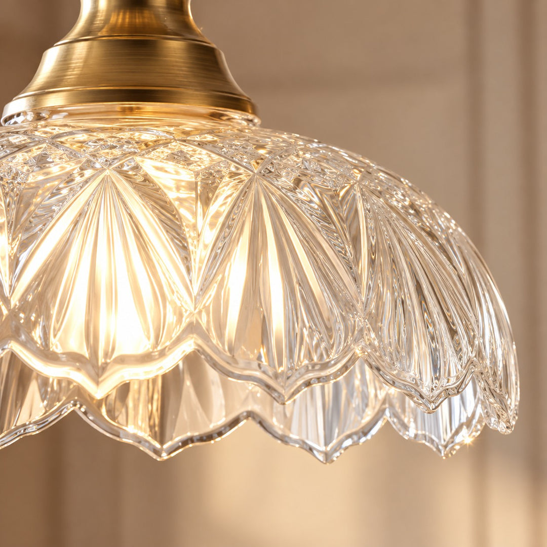 Scalloped Clear Glass Pendant Light