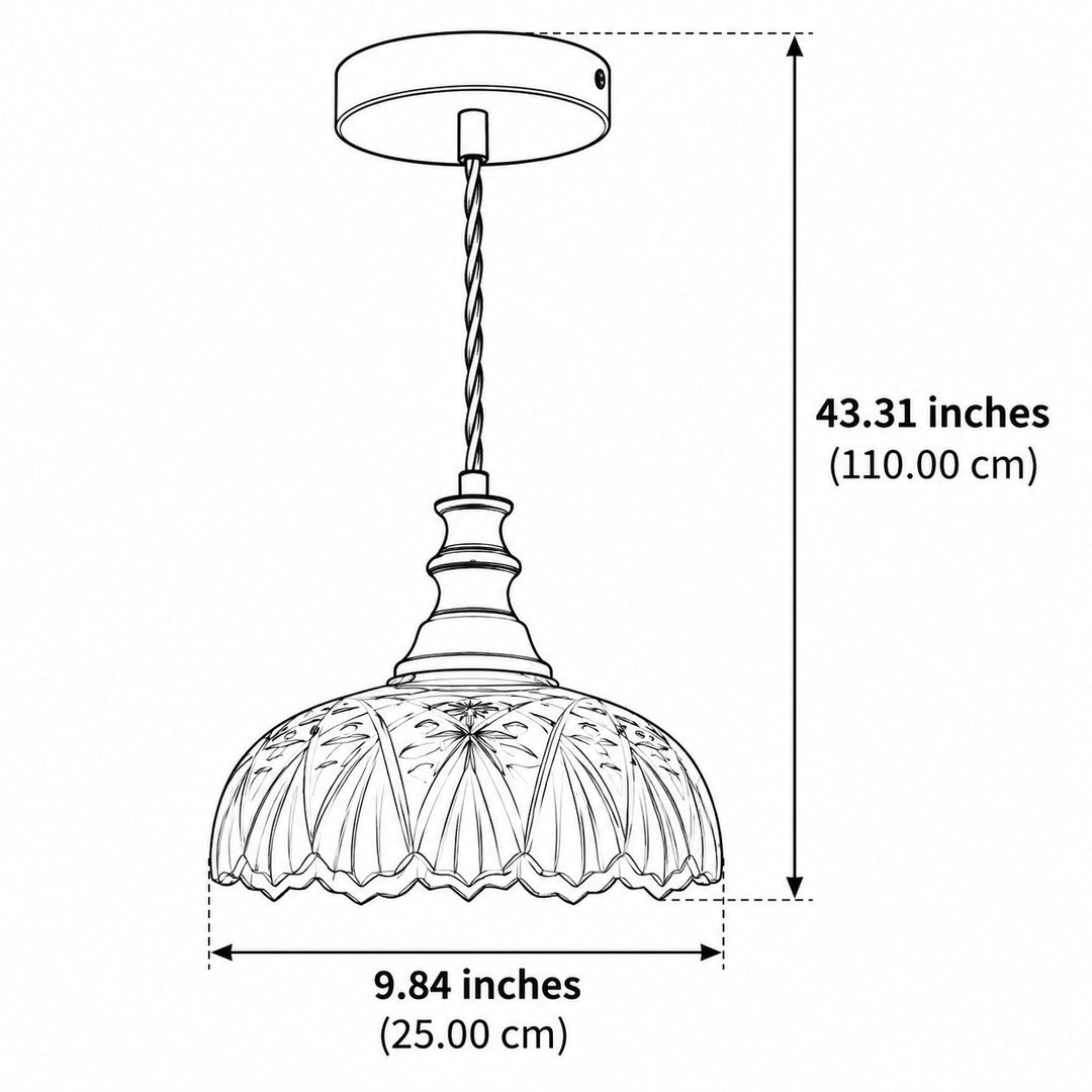 Scalloped Clear Glass Pendant Light