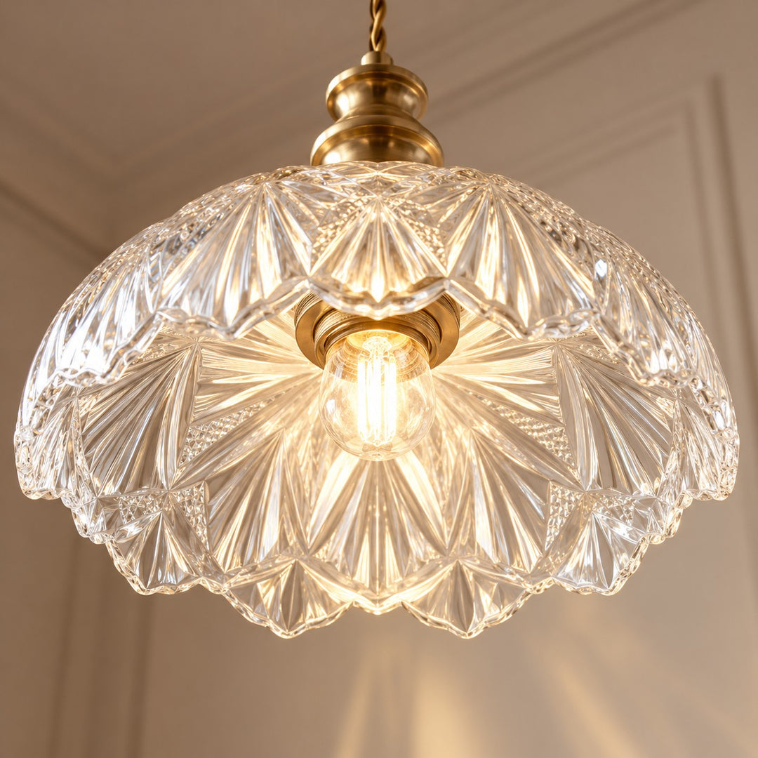 Scalloped Clear Glass Pendant Light