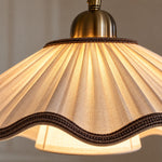Charger l'image dans la visionneuse de galerie, French Vintage Scalloped Pleated Fabric Pendant Light