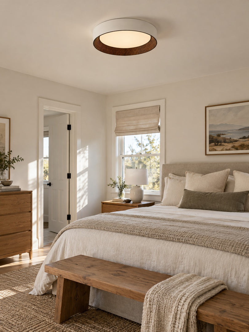 Crelina Minimalist Round Drum Flush Mount Ceiling Light for Bedrooms or Living Room