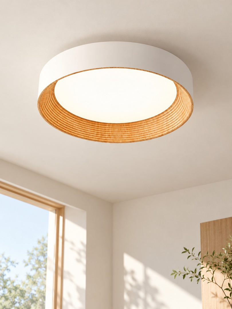 Crelina Minimalist Round Drum Flush Mount Ceiling Light for Bedrooms or Living Room