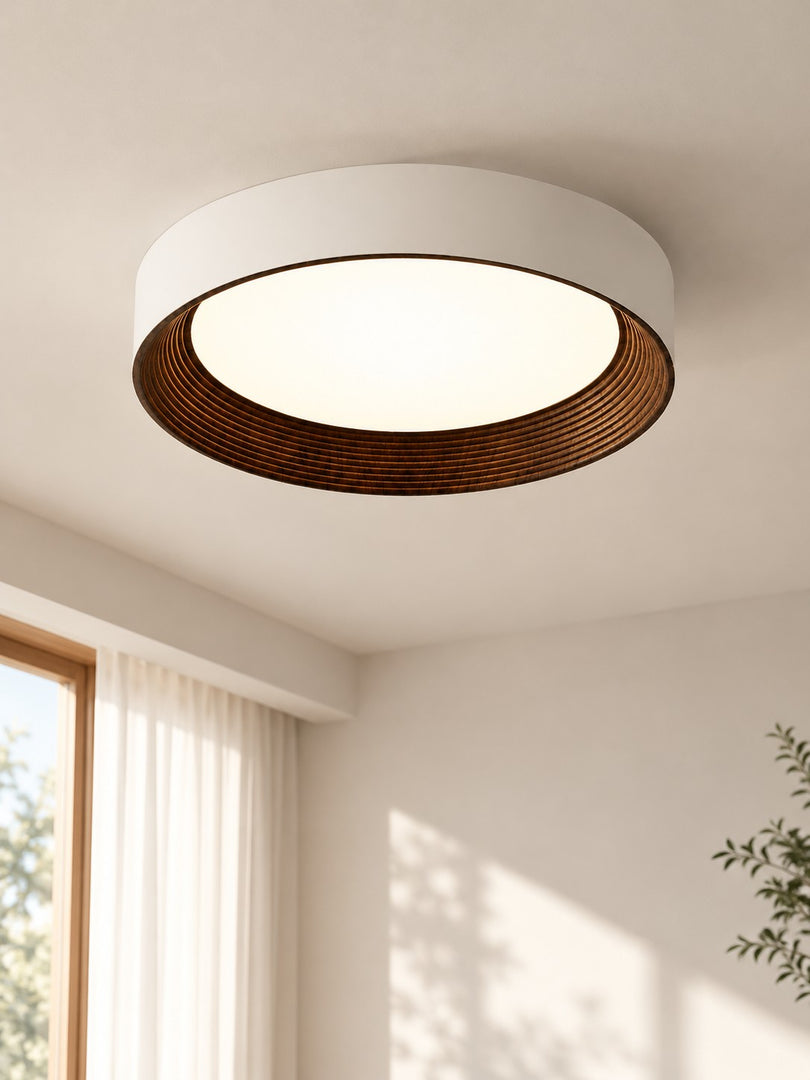 Crelina Minimalist Round Drum Flush Mount Ceiling Light for Bedrooms or Living Room