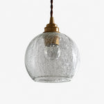Load image into Gallery viewer, Style D brass pendant light with clear crackle glass cylinder shade