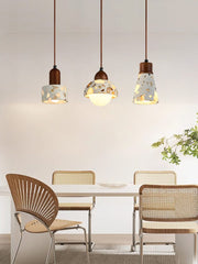 Wabi-sabi Style Water-polished Translucent Stone Retro Pendant Lamp