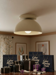 Metio Dome Minimalist Ceiling Lamp – Flush Mount for Small Spaces, Multi-Color Options