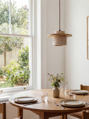 Elegant Textured Cylindra Stone Travertine Pendant Lamp M02