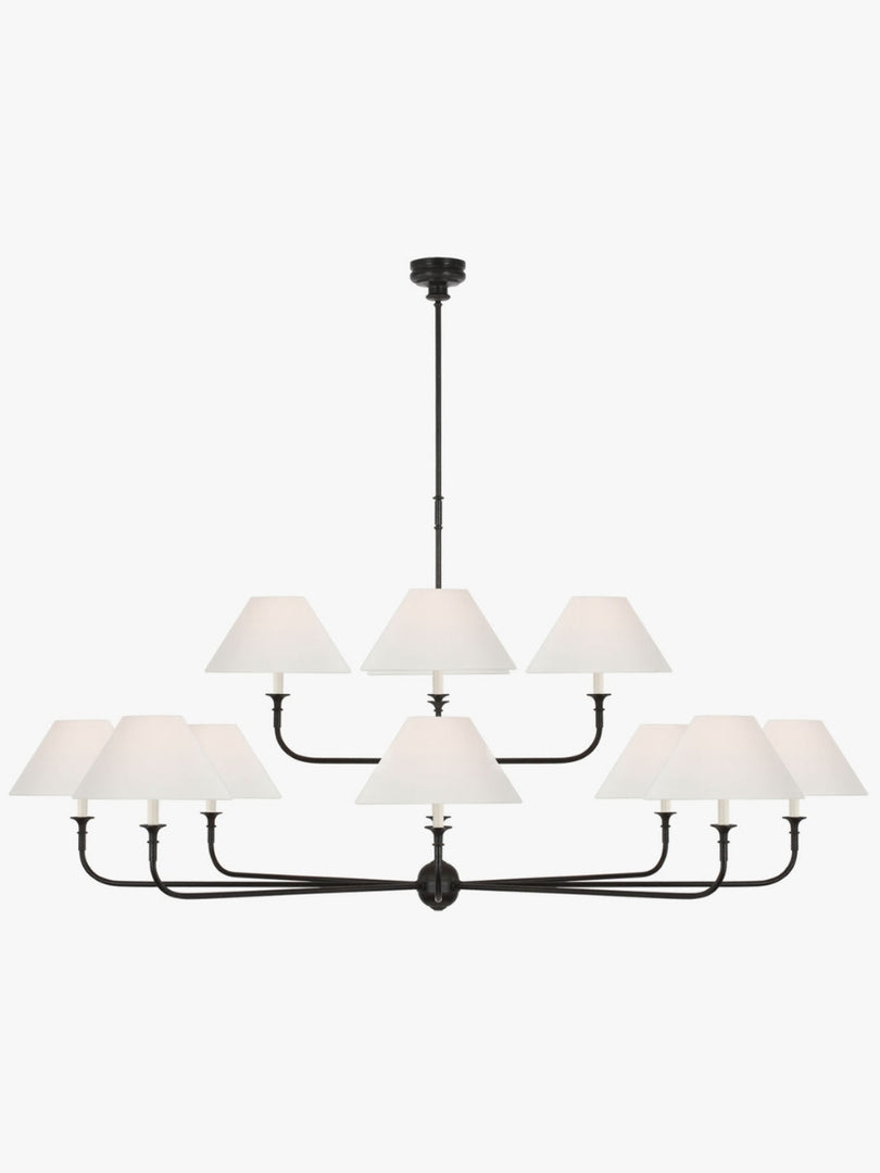 Sleek Chandelier Featuring Layered Linear Silhouette
