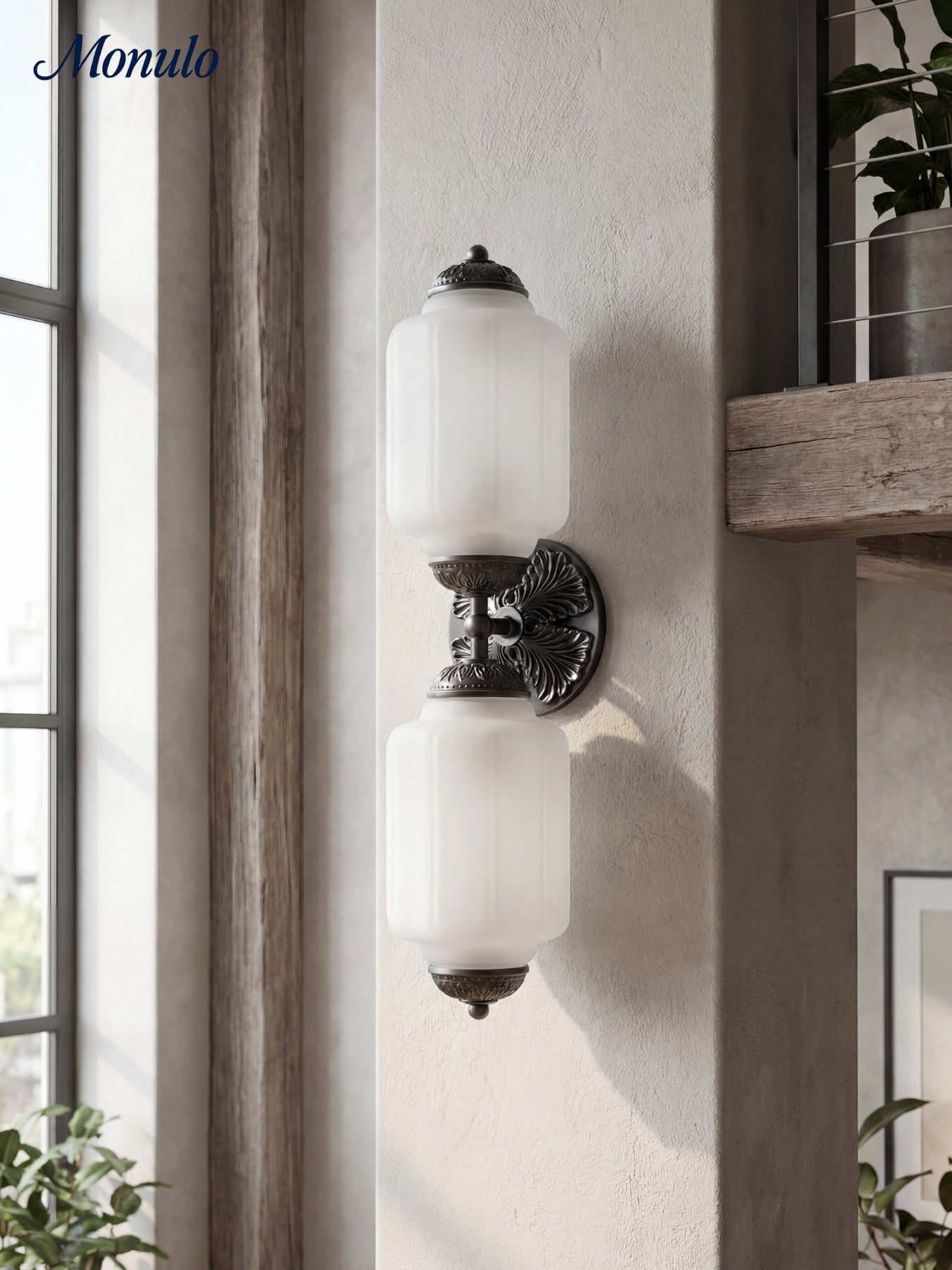 American Vintage Glas Laterne Geformt Horizontal Eloise Wandlampe